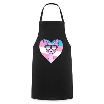 Transgender Transsexuell Sphynx Katze Geschenk - Kochschürze - Schwarz - Vorne - AI Model Male 185 dark (185cm)