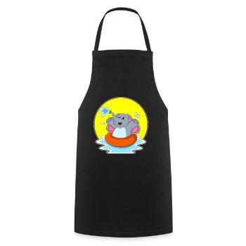 Elephant Swimming Swimming Ring Summer - Cooking Apron - black - Front - AI Model Male 185 dark (185cm)