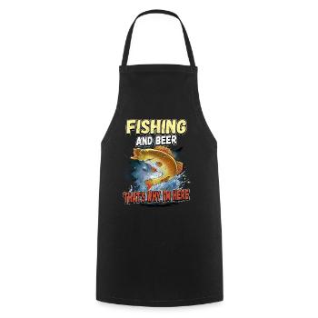 Fishing and beer that's why I'm here Fischer saying - Cooking Apron - black - Front - AI Model Male 185 dark (185cm)