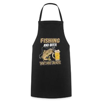 Fishing and beer that's why I'm here Fischer saying - Cooking Apron - black - Front - AI Model Male 185 dark (185cm)