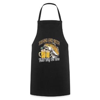 Fishing and beer that's why I'm here Fischer saying - Cooking Apron - black - Front - AI Model Male 185 dark (185cm)