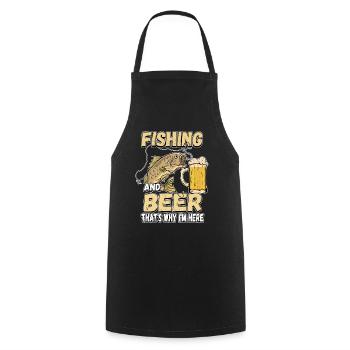 Fishing and beer that's why I'm here Fischer saying - Cooking Apron - black - Front - AI Model Male 185 dark (185cm)