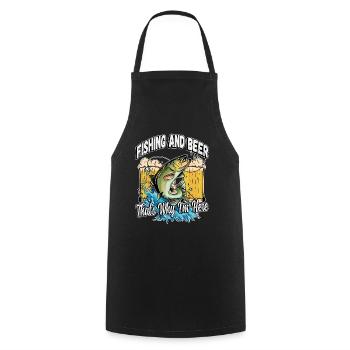 Fishing and beer that's why I'm here Fischer saying - Cooking Apron - black - Front - AI Model Male 185 dark (185cm)