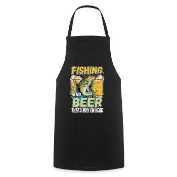 Fishing and beer that's why I'm here Fischer saying - Cooking Apron - black - Front - AI Model Male 185 dark (185cm)