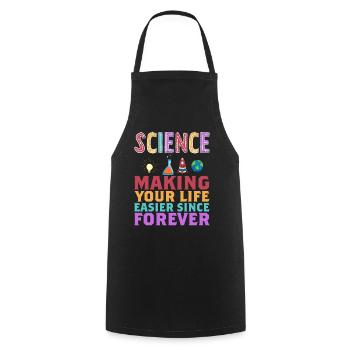 La science vous facilite la vie Drôle - Tablier de cuisine - noir - Devant - AI Model Male 185 dark (185cm)