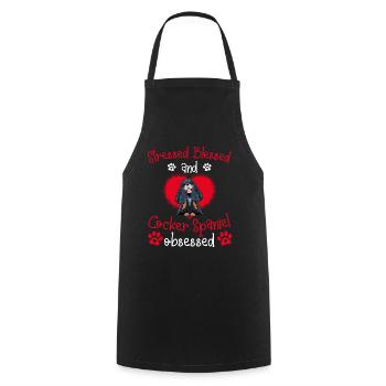 Blessed Cocker Spaniel Obsessed Funny - Cooking Apron - black - Front - AI Model Male 185 dark (185cm)