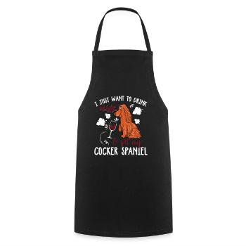 Wine Drink and Pet Cocker Spaniel - Cooking Apron - black - Front - AI Model Male 185 dark (185cm)