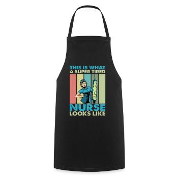 Voici à quoi ressemble une infirmière super fatiguée - Tablier de cuisine - noir - Devant - AI Model Male 185 dark (185cm)