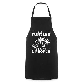 I like turtles and maybe 2 people I - Cooking Apron - black - Front - AI Model Male 185 dark (185cm)