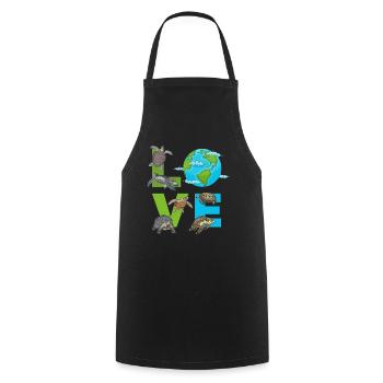 LOVE Turtles Earth Day Turtle Environment Save - Cooking Apron - black - Front - AI Model Male 185 dark (185cm)