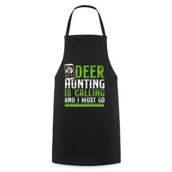 Buck Deer Hunting Hunter Téléphone - Tablier de cuisine - noir - Devant - AI Model Male 185 dark (185cm)