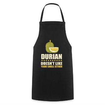 Durian saying - Cooking Apron - black - Front - AI Model Male 185 dark (185cm)