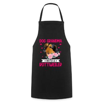 Grand-mère de chien avec Rottweiler Drôles de propriétaires de chiens - Tablier de cuisine - noir - Devant - AI Model Male 185 dark (185cm)