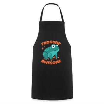 Frog Pun - Cooking Apron - black - Front - AI Model Male 185 dark (185cm)