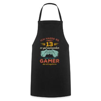 Video Gaming 13 Geburtstag Zocken 13 Jahre Video - Kochschürze - Schwarz - Vorne - AI Model Male 185 dark (185cm)