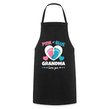 Pink or blue grandma Loves You - Cooking Apron - black - Front - AI Model Male 185 dark (185cm)