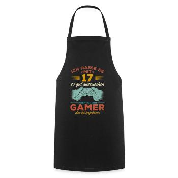 Video Gaming 17 Geburtstag Zocken 17 Jahre Video - Kochschürze - Schwarz - Vorne - AI Model Male 185 dark (185cm)