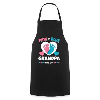 Grand-père rose ou bleu vous aime grossesse - Tablier de cuisine - noir - Devant - AI Model Male 185 dark (185cm)