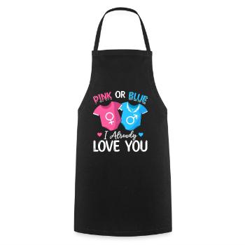Rose ou Bleu je t’aime déjà - Bébé - Tablier de cuisine - noir - Devant - AI Model Male 185 dark (185cm)