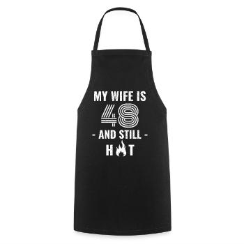 48 years birthday wife gift - Cooking Apron - black - Front - AI Model Male 185 dark (185cm)