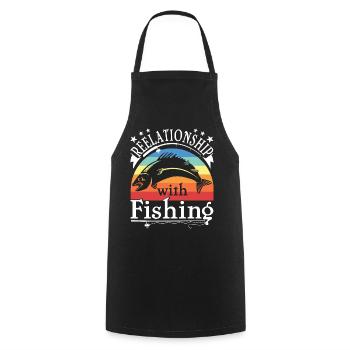 Vintage Fishing - Cooking Apron - black - Front - AI Model Male 185 dark (185cm)