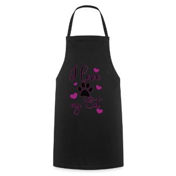 J’adore mon chat - Tablier de cuisine - noir - Devant - AI Model Male 185 dark (185cm)