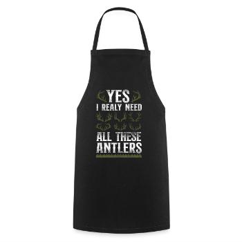 Buck Deer Hunting Hunter Vintage - Tablier de cuisine - noir - Devant - AI Model Male 185 dark (185cm)