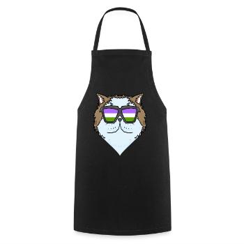 Genderqueer Chat Lgbt Chat Persan - Tablier de cuisine - noir - Devant - AI Model Male 185 dark (185cm)