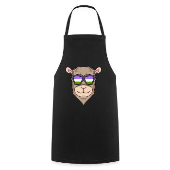Genderqueer Lama Alpaga - Tablier de cuisine - noir - Devant - AI Model Male 185 dark (185cm)