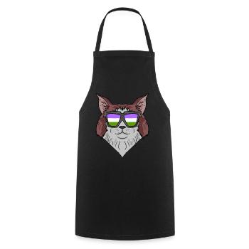 Genderqueer Lgbt Cat Maine Coon - Tablier de cuisine - noir - Devant - AI Model Male 185 dark (185cm)