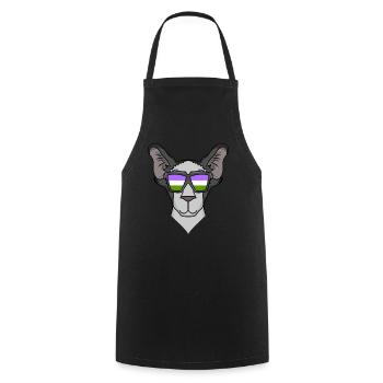 Genderqueer Lgbt Cat Oriental Shorthair - Tablier de cuisine - noir - Devant - AI Model Male 185 dark (185cm)