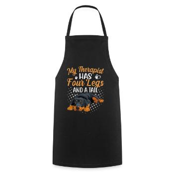 Le thérapeute Rottweiler a quatre jambes drôles - Tablier de cuisine - noir - Devant - AI Model Male 185 dark (185cm)