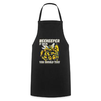 Beekeeper - if I run you should also be funny - Cooking Apron - black - Front - AI Model Male 185 dark (185cm)