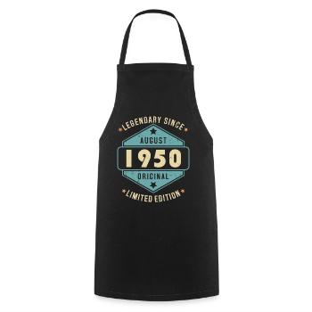 Août 1950 Vintage Retro Anniversaire - Tablier de cuisine - noir - Devant - AI Model Male 185 dark (185cm)