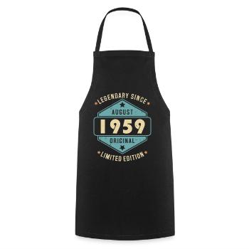 Août 1959 Vintage Retro Anniversaire - Tablier de cuisine - noir - Devant - AI Model Male 185 dark (185cm)
