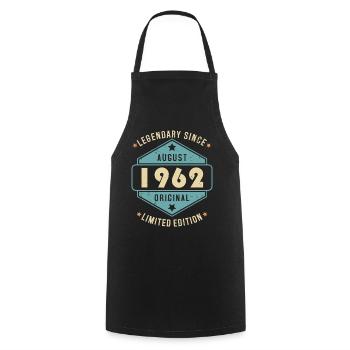 Août 1962 Vintage Retro Anniversaire - Tablier de cuisine - noir - Devant - AI Model Male 185 dark (185cm)