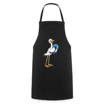 Storch Musiker Tamburin Musik - Kochschürze - Schwarz - Vorne - AI Model Male 185 dark (185cm)