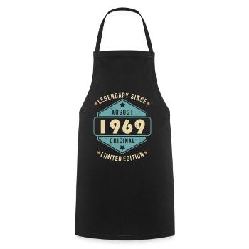 Août 1969 Vintage Retro Anniversaire - Tablier de cuisine - noir - Devant - AI Model Male 185 dark (185cm)