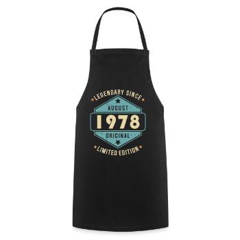 Août 1978 Vintage Retro Anniversaire - Tablier de cuisine - noir - Devant - AI Model Male 185 dark (185cm)
