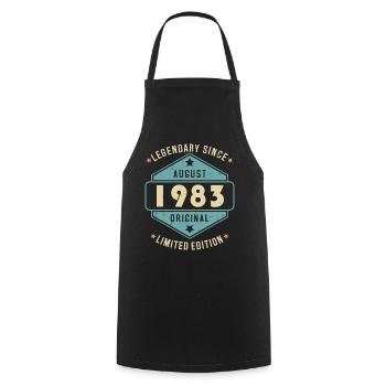 Août 1983 Vintage Retro Anniversaire - Tablier de cuisine - noir - Devant - AI Model Male 185 dark (185cm)