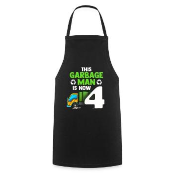 Garbage Truck Garbage Man 4th Birthday Recycling Garbage - Cooking Apron - black - Front - AI Model Male 185 dark (185cm)