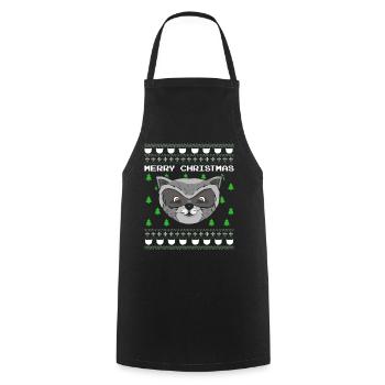 Raton laveur de Noël Cadeau de Noël Noël - Tablier de cuisine - noir - Devant - AI Model Male 185 dark (185cm)