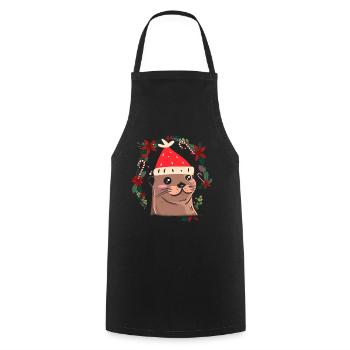 Ugly Christmas Otter - Cooking Apron - black - Front - AI Model Male 185 dark (185cm)