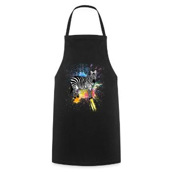 Zebra Africa Horse Hipster Gift Animal Stripe - Tablier de cuisine - noir - Devant - AI Model Male 185 dark (185cm)