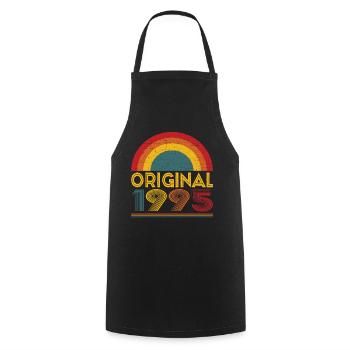 Vintage Original 1995 Gift for 27th Birthday - Cooking Apron - black - Front - AI Model Male 185 dark (185cm)