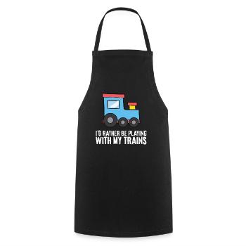 I'd Rather Be Playing With My Trains - Cooking Apron - black - Front - AI Model Male 185 dark (185cm)