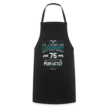 Vintage Legendary - Aged perfectly 75th Birthday - Cooking Apron - black - Front - AI Model Male 185 dark (185cm)