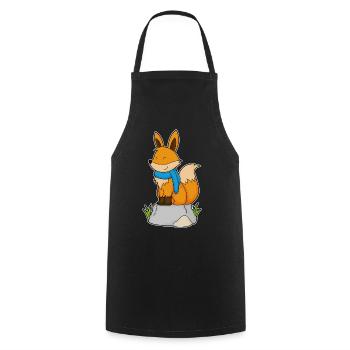 Fox Scarf - Cooking Apron - black - Front - AI Model Male 185 dark (185cm)