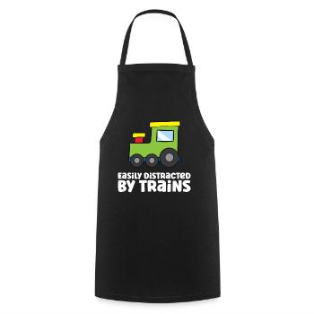 Facilement distrait par les trains - Tablier de cuisine - noir - Devant - AI Model Male 185 dark (185cm)