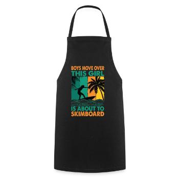Les garçons se déplacent sur cette fille est sur le point de faire du skimboard - S - Tablier de cuisine - noir - Devant - AI Model Male 185 dark (185cm)